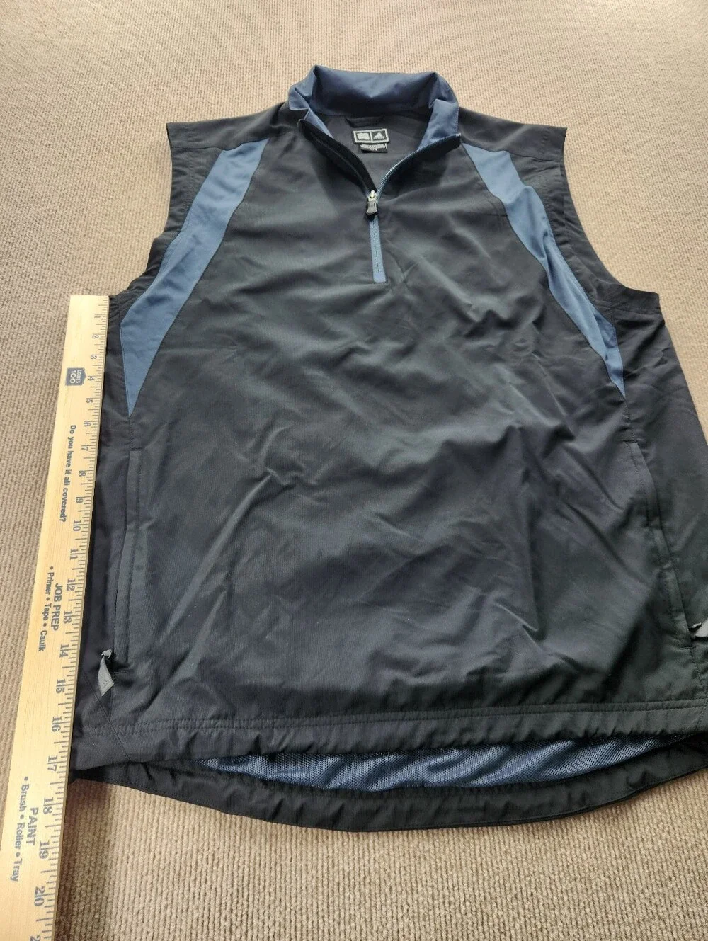 adidas ClimaProof Wind Breaker Men's L Sleeveless Quarter-Zip Vest Black Gray